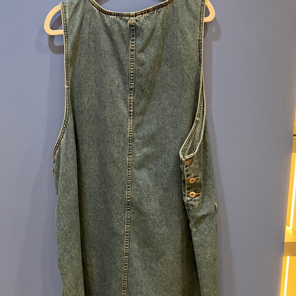 Denim Sleeveless Dress with Embroidered Details - Picture 3 of 7